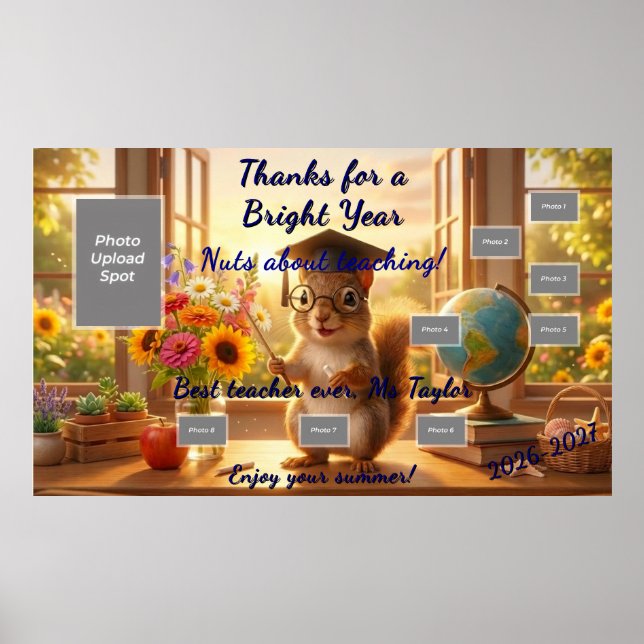 Sunny Squirrel End of Year Teacher Appreciation Poster (Framsidan)