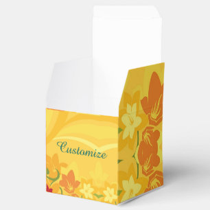 Sunny Summer Gult Blommigt Cube Favor Box Presentaskar