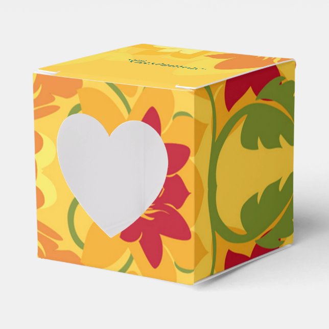 Sunny Summer Gult Blommigt Heart Favor Box Presentaskar (Framsidan Sidan)