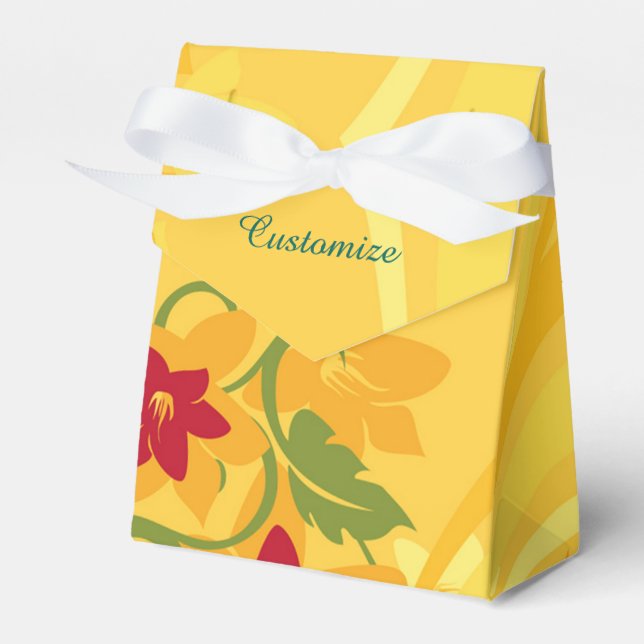 Sunny Summer Gult Blommigt Tält Favor Box Presentaskar (Framsidan Sidan)