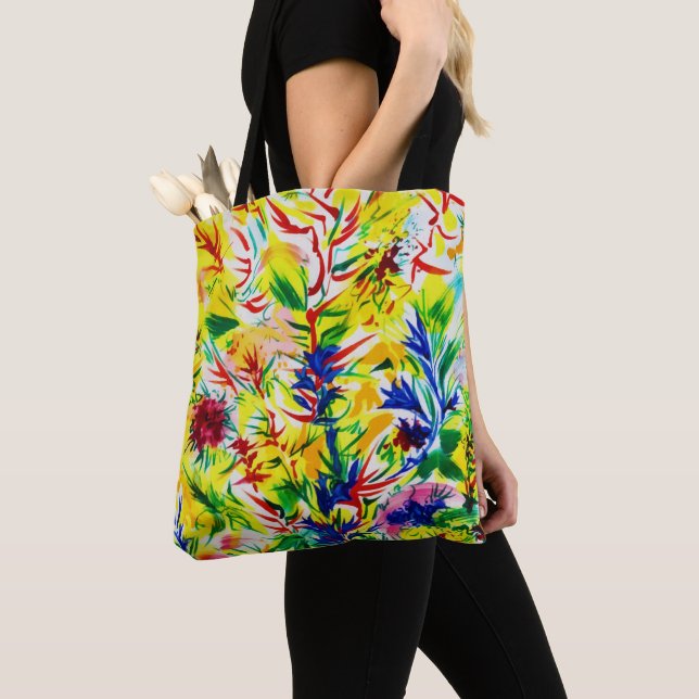 Sunny Summer Gult Foliage Paint Art Tygkasse (Närbild)