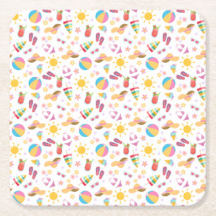 Sunny Summer Underlägg Papper Kvadrat