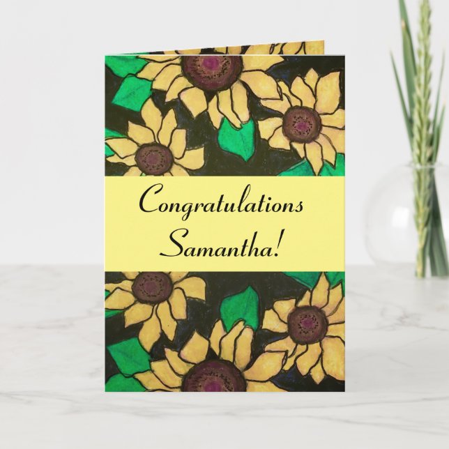 Sunny Sunblommor Studenten Grattis Gult Kort (Framsida)