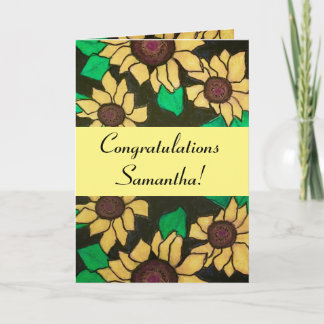 Sunny Sunblommor Studenten Grattis Gult Kort