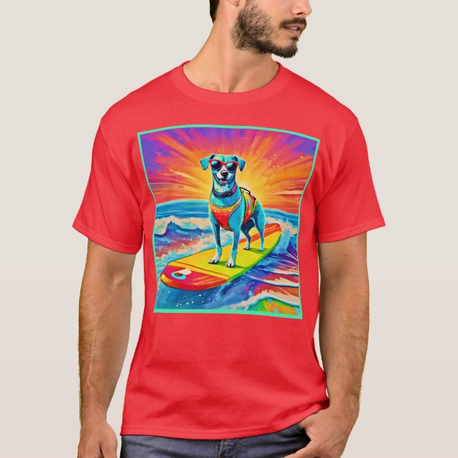 Sunny Surfing Valp: Beach Bliss T Shirt (Framsida)