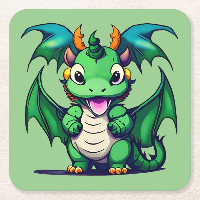 Sunny the Friendly Dragon Underlägg Papper Kvadrat (Framsidan)