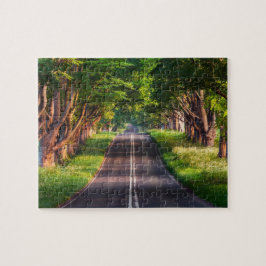 Sunny Träd Road Jigszle Puzzle Pussel