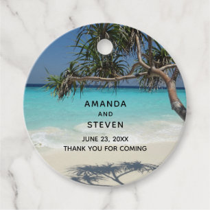 Sunny Tropical Beach Ocean Paradise Bröllop Gåvor Etiketter
