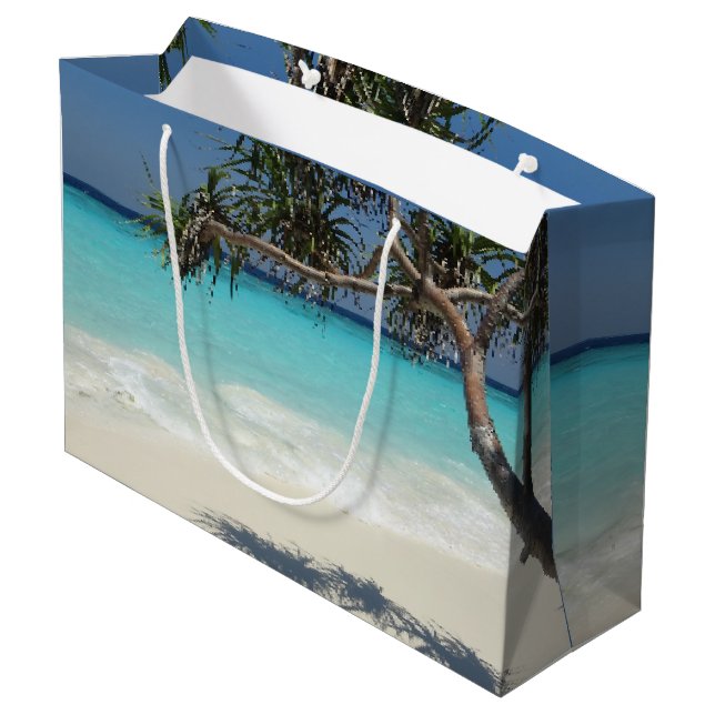 Sunny Tropical Beach Ocean Paradise Large Gift Bag (Baksidan Vinklad)