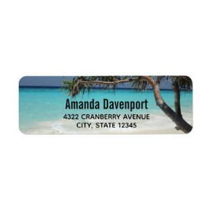 Sunny Tropical Beach Ocean Paradise Returadress Etikett