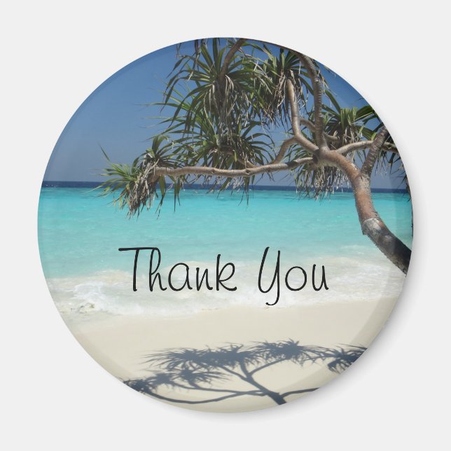 Sunny Tropical Beach Ocean Paradise Tack Magnet (Framsidan)