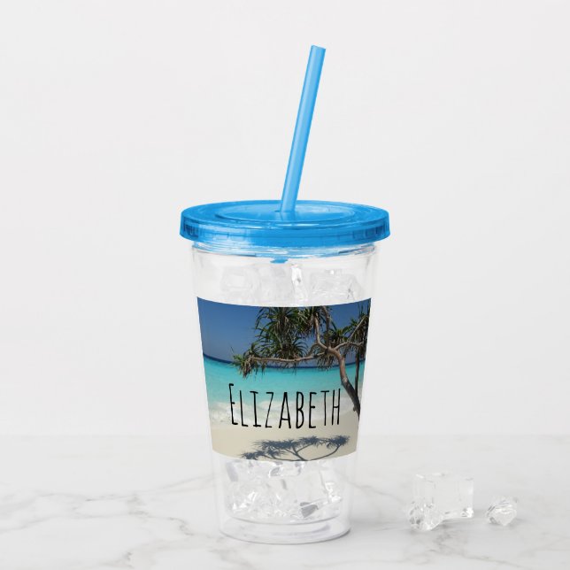 Sunny Tropical Beach Ocean Paradise Take Away Mugg (Baksida Ice)