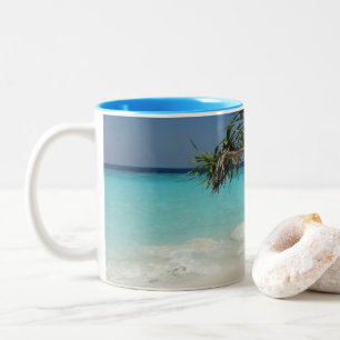 Sunny Tropical Beach Ocean Paradise Två-Tonad Mugg
