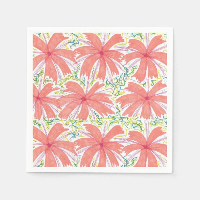 Sunny Tropical Flower Papper Napkins Pappersservett (Framsidan)