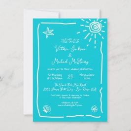 Sunny Tropical Hand plockade Bröllop Destination Inbjudningar