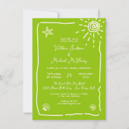 Sunny Tropical Hand plockade Bröllop Destination Inbjudningar