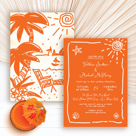 Sunny Tropical Hand plockade Bröllop Destination Inbjudningar