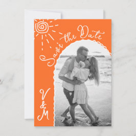 Sunny Tropical Hand plockade Spara datumet Foto Inbjudningar