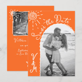 Sunny Tropical Hand plockade Spara datumet Foto Inbjudningar