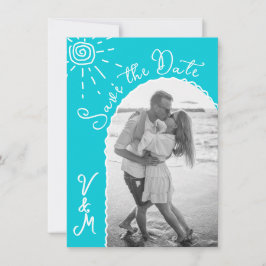 Sunny Tropical Hand plockade Spara datumet Foto Inbjudningar