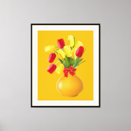 Sunny Tulip Arrangemang i Retro Stil Canvastryck