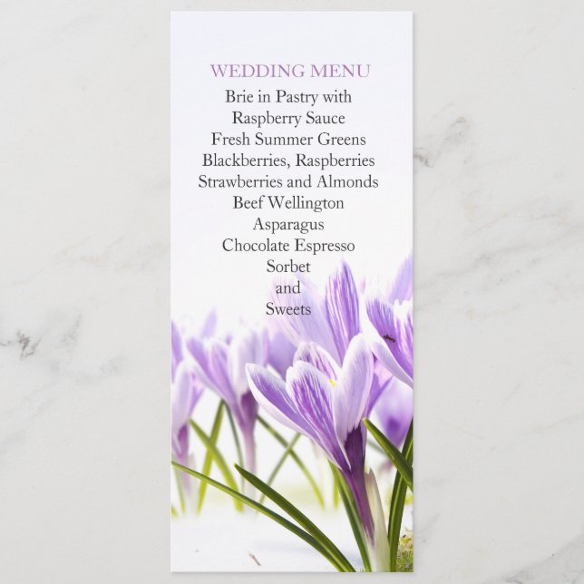 Sunny Vår Lavender Iris Bröllop Menu Meny (Framsida)