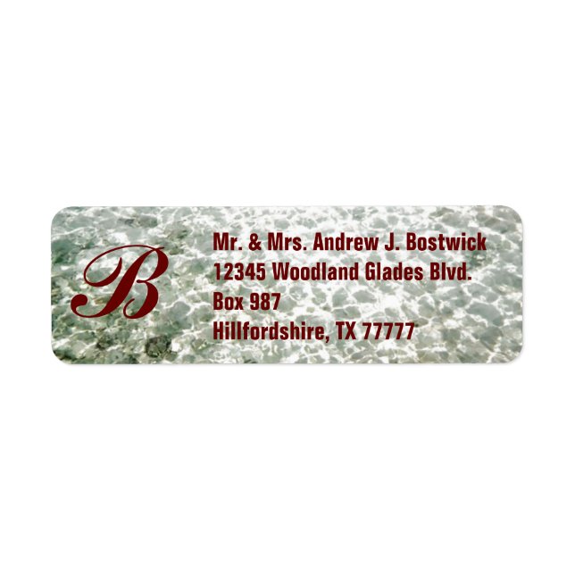 Sunny Vatten Monogrammed Returadress Etikett (Framsidan)