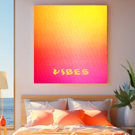 Sunny 'Vibes' Rosa Orange och Gult Ombre Canvastryck