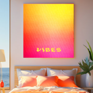Sunny 'Vibes' Rosa Orange och Gult Ombre Canvastryck