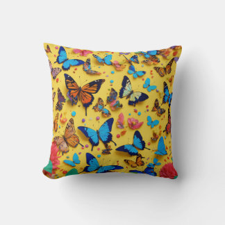 Sunny Vingar: Vibrant Butterfly Bliss Pillow Kudde