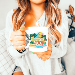 Sunny Vintage Beach Summer Vibes Colorful Mugg