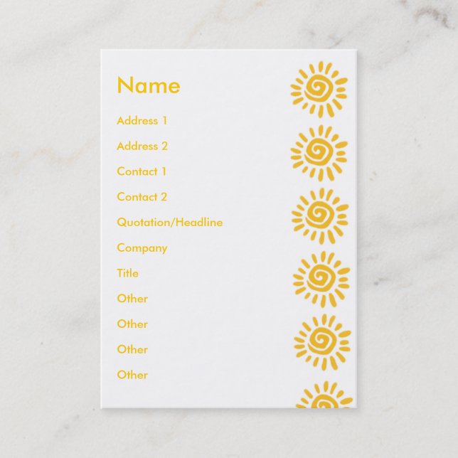 Sunny | visitkort (Framsida)