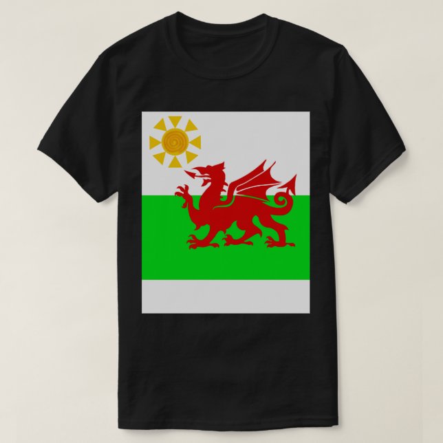 Sunny Welsh Dragon Flagga T Shirt (Design framsida)
