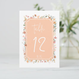 Sunny Wildbloms Bröllop Bordsnummer Peach ID1023