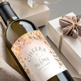 Sunny Wildbloms Bröllop Cheers Gradient ID1023 Vinflaska Etikett