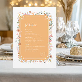 Sunny Wildbloms Bröllop Menu Peach ID1023 Meny