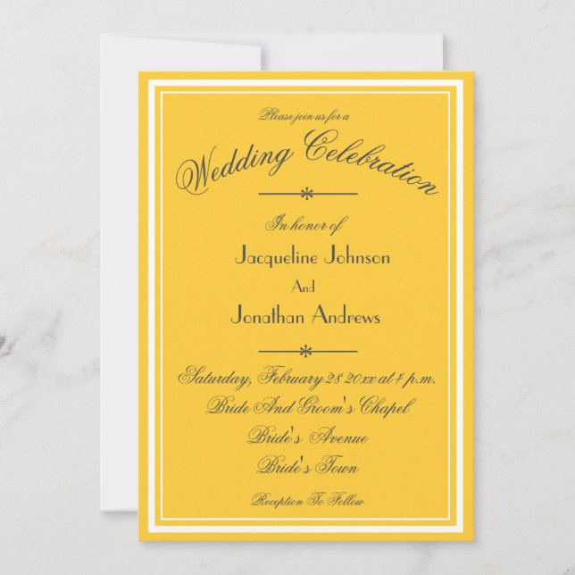 Sunny Yellow All In One RSVP Email Website Wedding Inbjudningar (Framsida)