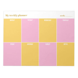 Sunny Yellow and Pink Custom Weekly Planner Anteckningsblock