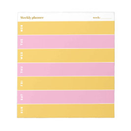 Sunny Yellow and Pink Custom Weekly Planner Anteckningsblock