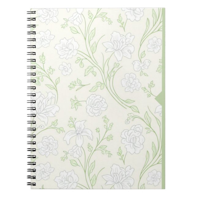 Sunny Yellow Floral Journal Cheerful White Flowers Anteckningsbok (Framsidan)
