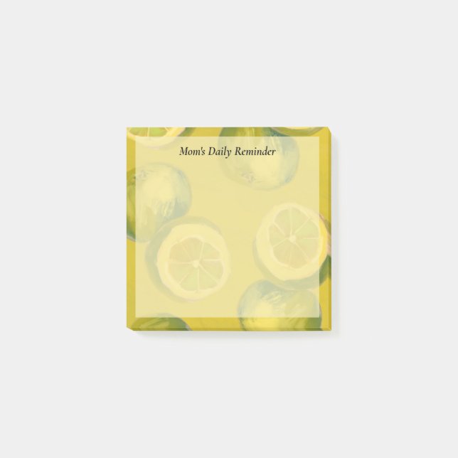 Sunny Yellow Painterly Lemon Mom Reminder Post-it Block (Framsida)