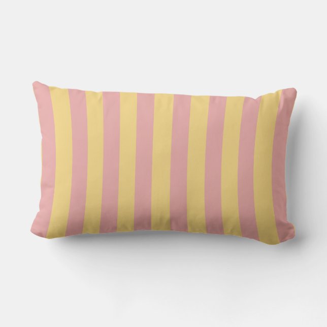 Sunny Yellow & Pink Striped  Lumbarkudde (Baksida)