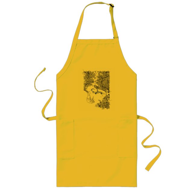 Sunny Yellow Sydney Map Kitchen Apron Långt Förkläde (Framsidan)