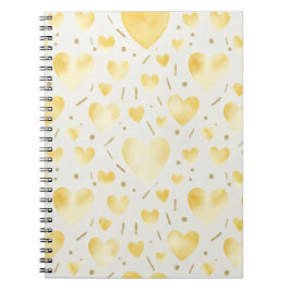 Sunny Yellow Watercolor Hearts Anteckningsbok