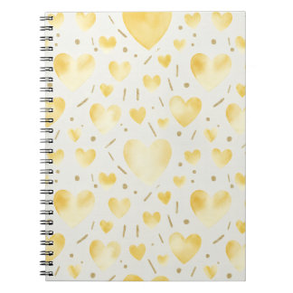 Sunny Yellow Watercolor Hearts Anteckningsbok