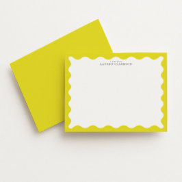 Sunny Yellow Wavy Frame Note Card Inbjudningar