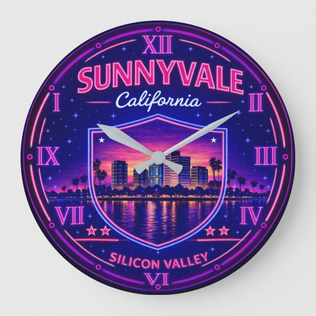 Sunnyvale California Tech Skyline Stor Klocka (Framsida)