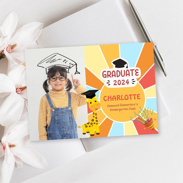 Sunray Kid Preschool Photo Studenten annons Inbjudningar (Sunray Kid Preschool Photo Graduation Announcement)