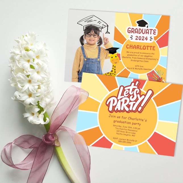 Sunray Kid Preschool Photo Studentfest Inbjudan (Sunray Kid Preschool Photo Graduation Party Invite)