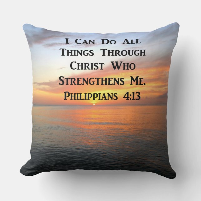 SUNRIS PÅ OCEANS PHILIPPIANS 4:13 SCRIPTURE KUDDE (Framsida)